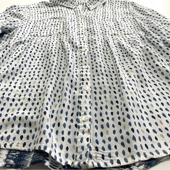 Rayon Button-front Roll-tab Sleeve Blouse Shirt Large - Picture 8 of 16